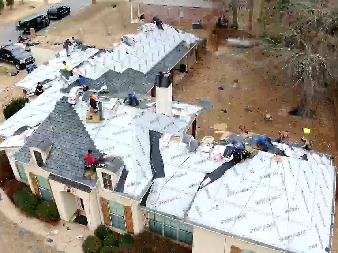 Full roof replacement in progress on a Central Louisiana home
