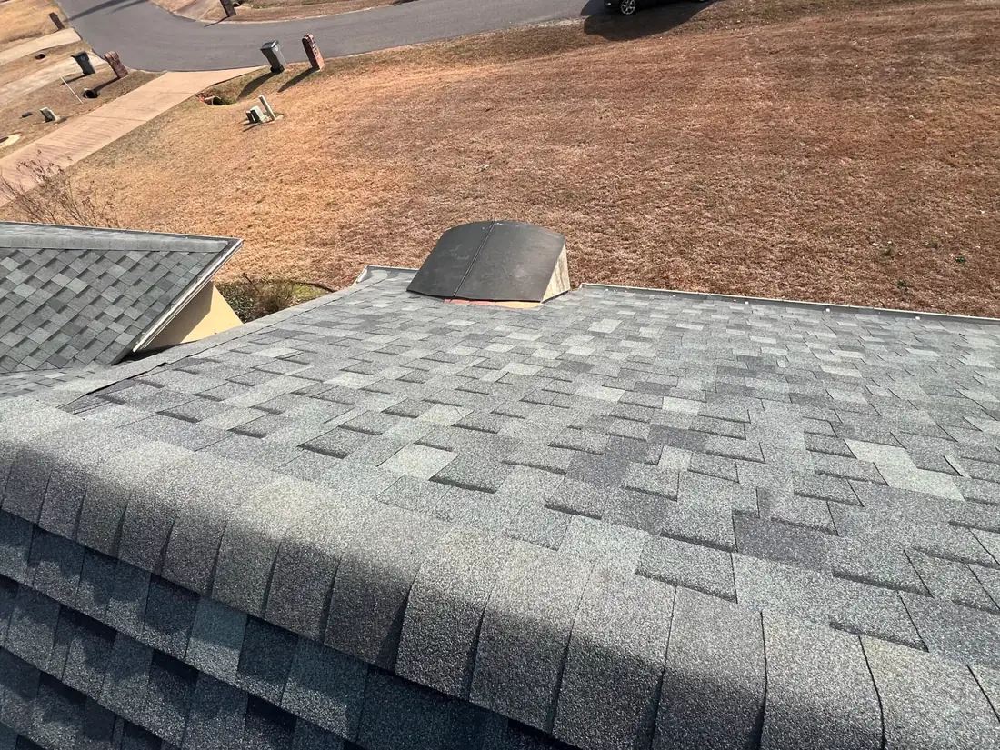 Finished architectural shingle ridge line